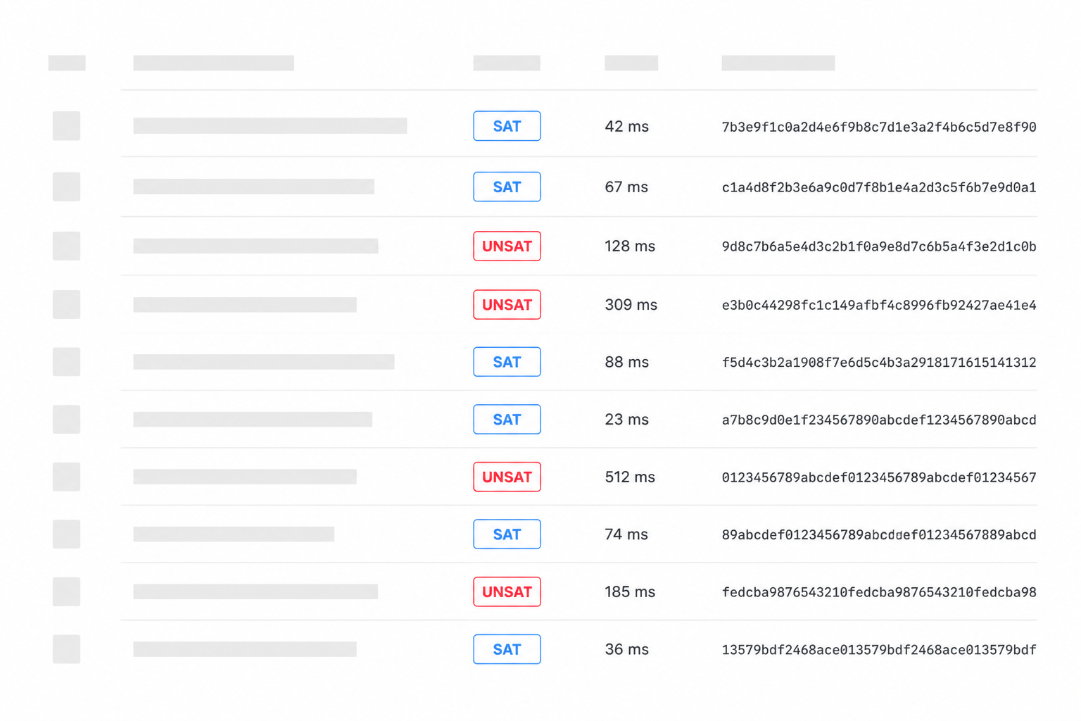 The PreFlight verdict console UI evaluating an agent action with SAT result, sub-second latency, and proof hash